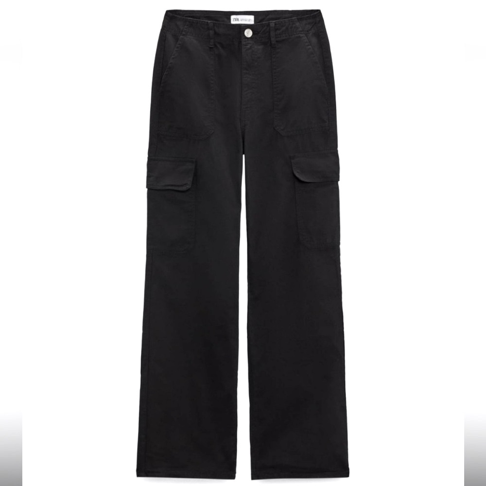 Zara Black Cargo straight leg Pants